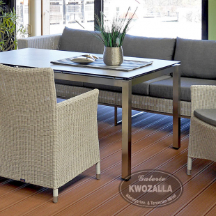 4 Gartensessel + Sofa aus Polyrattan mit HPL-Tisch 160x90cm | Gartenmöbel für Dresden