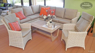 Loungeecke, Gartenmöbelset - Sofa, Gartensessel, Teaktisch, Hochlehner mit verstellbarer Rückenlehne