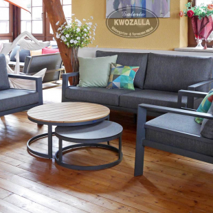 Gartenmöbel - 2 Sessel + Gartensofa, grau, wetterfest + UV beständig | Gartenmöbel für Dresden