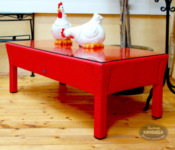 Einzelstück - Coffeetable - Polyrattan-Geflecht in rot