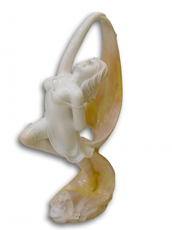 Marmorstatue, tanzende Frau, Mädchen mit langen Haaren als Einzelstück
