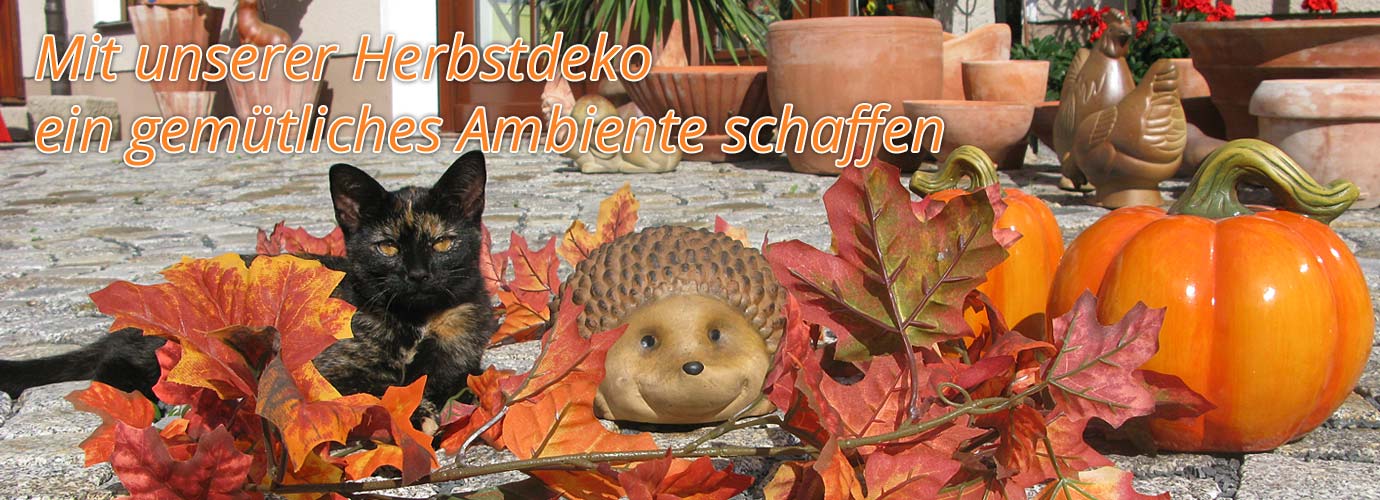 Dekoartikel für den Herbst - Kürbisdeko aus Keramik + Herbstlaub Dekoartikel für den Herbst - Kürbisdeko aus Keramik + Herbstlaub